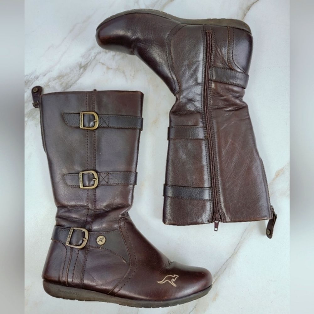 VTG Y2K KangaROOS Women's Brown Leather Boxer Gorpcore Boots, Sz 5.5-6